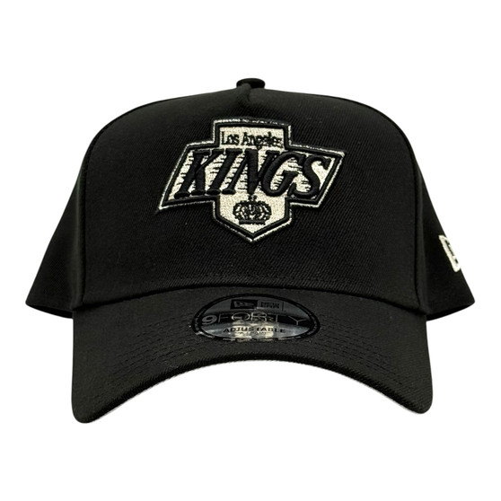 Los Angeles Kings New Era Black With Throw Black Logo And Gray Bottom 9FORTY A-Frame Adjustable Snapback Hat