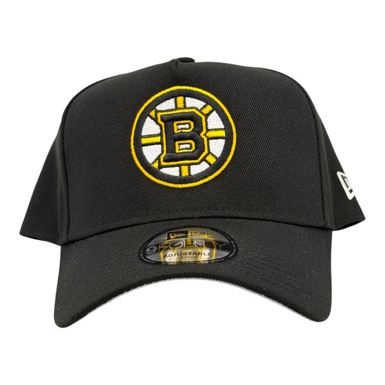 Boston Bruins New Era All Black And Gray Bottom 9FORTY A-Frame Adjustable Snapback Hat