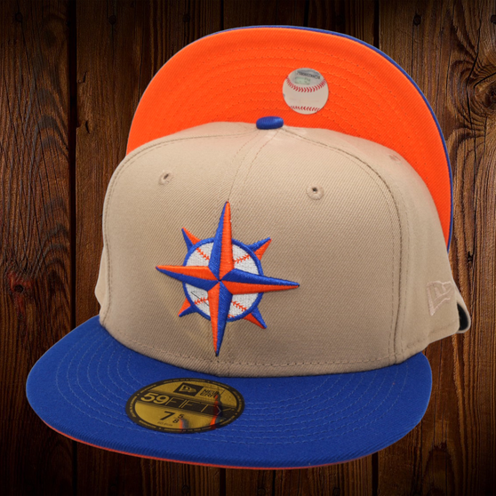 Seattle Mariners New Era Compass Camel/Royal Blue Bill With Orange Bottom 59FIFTY Fitted Hat