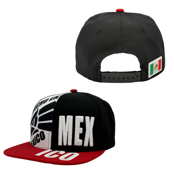 Mexico Zion Headwear Group Black/Red Hecho En Mexico Flat Bill Adjustable Snapback Hat