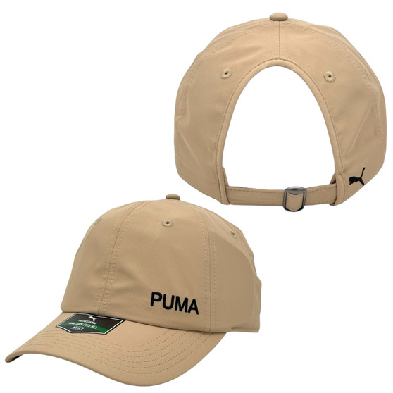 Puma Women’s khaki With Small Word Logo On Side Unstructured Pony Tail Hole Adjustable Strap-Back Hat