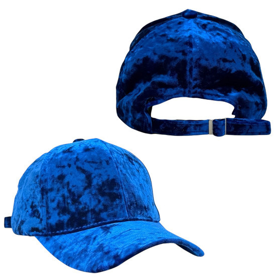 Madd Hatter Women’s Royal Blue Velvet Plain Adjustable Strap-Back Hat