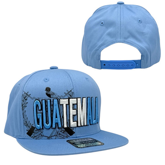 Guatemala L.O.G.A All Sky Blue Flag Colors In Letters Adjustable Snapback Hat