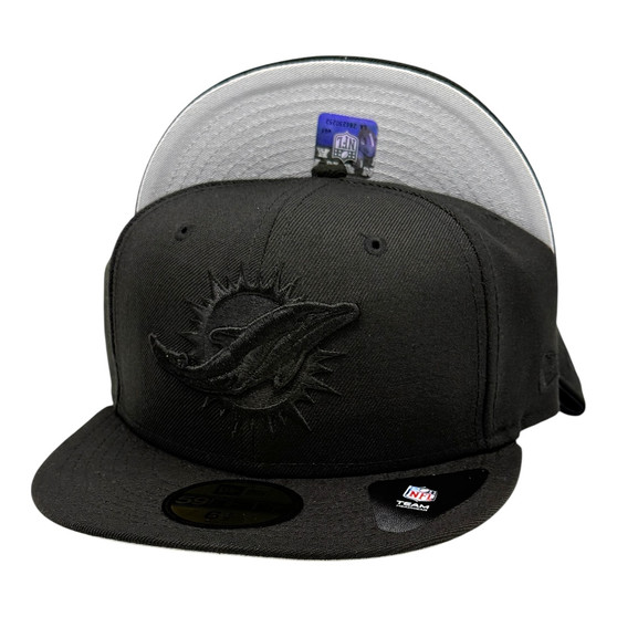 Miami Dolphins New Era  Black On Black 59FIFTY Fitted Hat