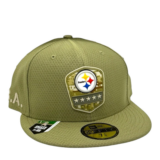 Pittsburgh Steelers New Era Olive Green 2019 Salute to Service Sideline 59FIFTY Fitted Hat