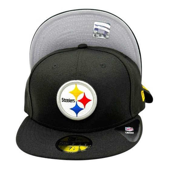 Pittsburgh Steelers New Era Black Basic With Yellow NFL Logo On Back 59FIFTY Fitted Hat