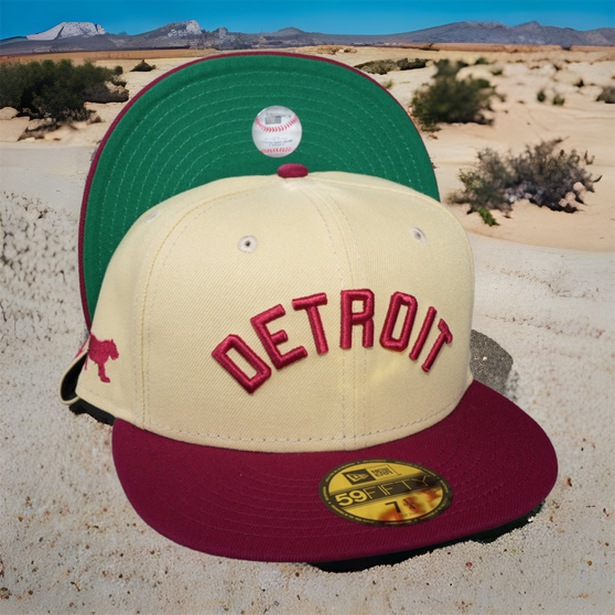 Detroit Tigers New Era Vegas Gold/Cardinal Red Bill And Green Bottom With 1901 Detroit Tigers Patch On Side 59FIFTY Fitted Hat
