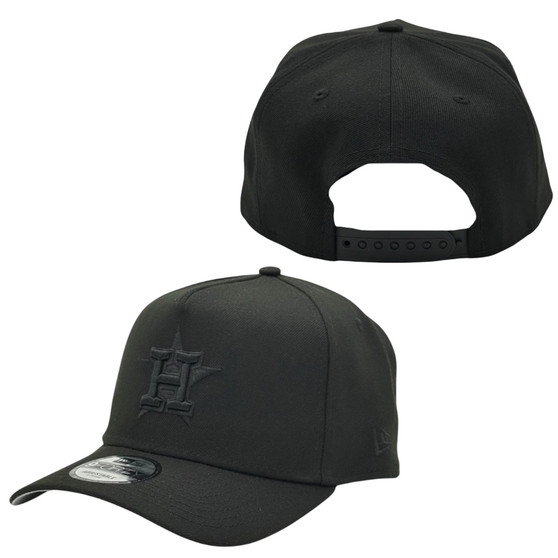 Houston Astros New Era Black On Black Classic Logo 9FORTY A-Frame Adjustable Snapback Hat