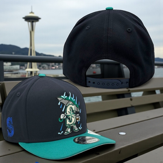 Seattle Mariners New Era Navy/Teal Cartoon With S Logo Side Patch 9FIFTY A-Frame Adjustable SnapBack Hat