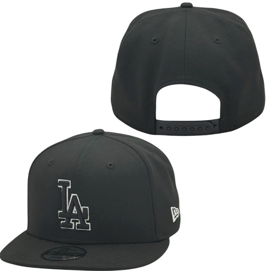 Los Angeles Dodgers New Era Black Letters And White Outline 9FIFTY Adjustable Snapback Hat