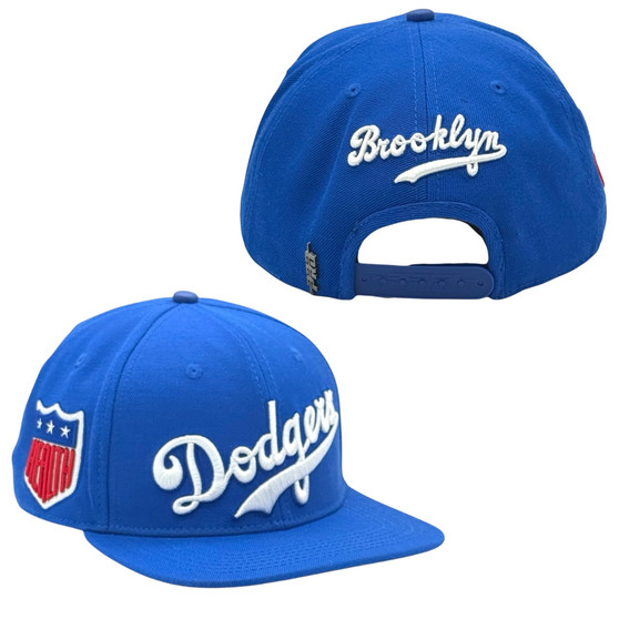 Brooklyn Dodgers Pro Standard Royal Blue Script With Health Patch Adjustable Snapback Hat