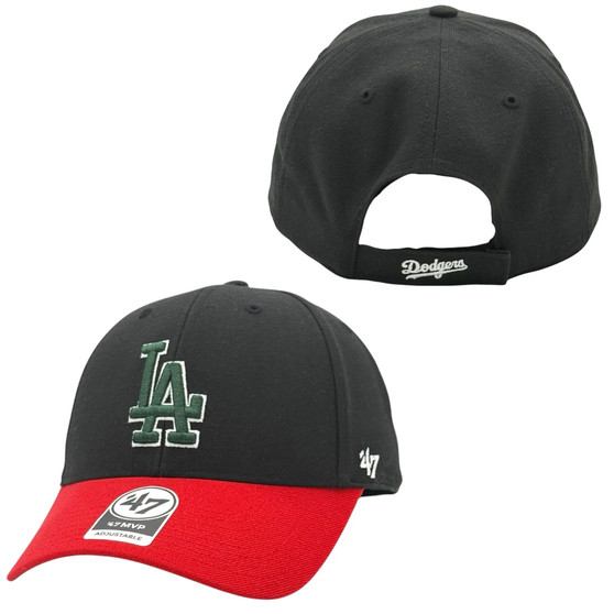 Los Angeles Dodgers 47 Brand Black/Red Basic Logo MVP Adjustable Velcro Back Hat