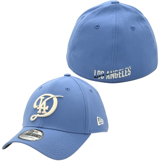 Los Angeles Dodgers New Era Sky Blue Letter D With LA Logo 39THIRTY Stretch Fit Hat