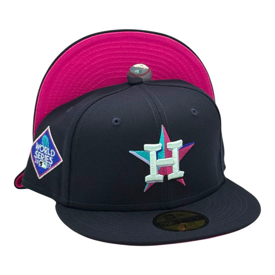 Houston Astros New Era All Navy/Hot Pink Bottom With 2017 World Series Patch On Side 59FIFTY Fitted Hat