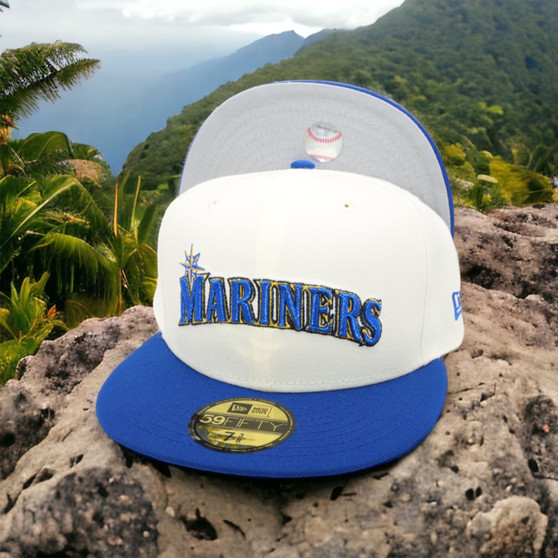 Seattle Mariners New Era " Mariners" Chrome White/Royal Blue Bill And Gray Bottom 59FIFTY Fitted Hat