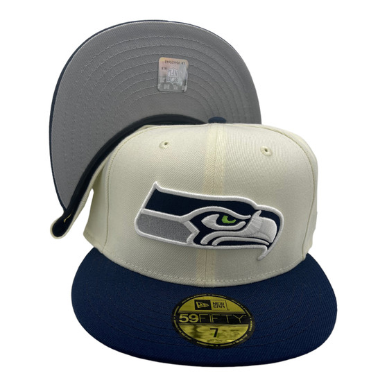 Seattle Seahawks New Era Chrome White/Navy Bill With Gray Bottom 59FIFTY Fitted Hat