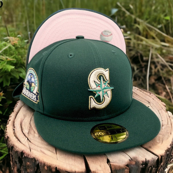 Seattle Mariners New Era All Dark Green/Pink Bottom With 30TH Anniversary Patch On Side 59FIFTY Fitted Hat