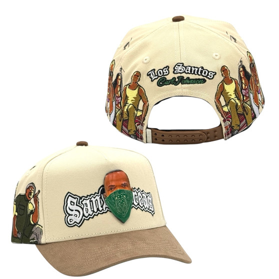 Standard King Cream/Brown Grand Theft Auto San Andreas Carl Johnson A-Frame Adjustable Snapback Hat