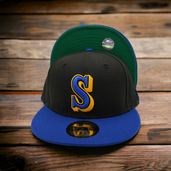 Seattle Mariners New Era Black/Royal Blue Brim With Kelly Green Bottom 59FIFTY Fitted Hat