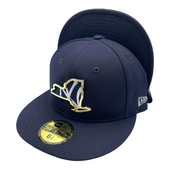 New York Yankees New Era All Navy With Metal State Gold Badge 59FIFTY Fitted Hat