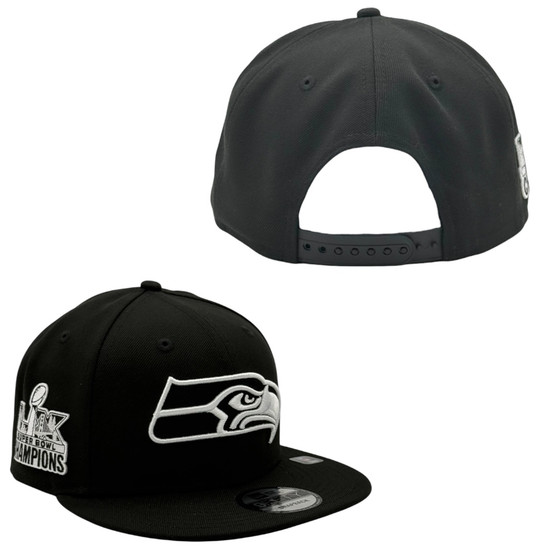 Seattle Seahawks New Era Black And White Super Bowl LX Champions 9FIFTY Adjustable Snapback Hat