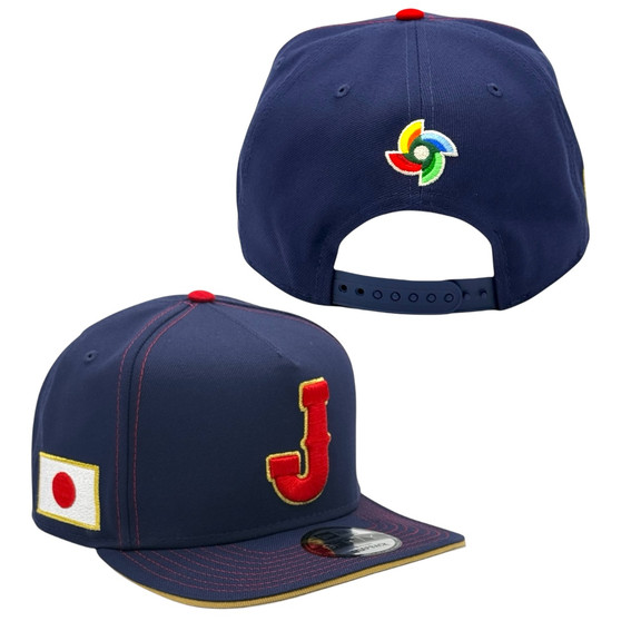 Japan New Era Navy 2026 World Baseball Classic With Flag 9FIFTY A-Frame Adjustable Snapback Hat