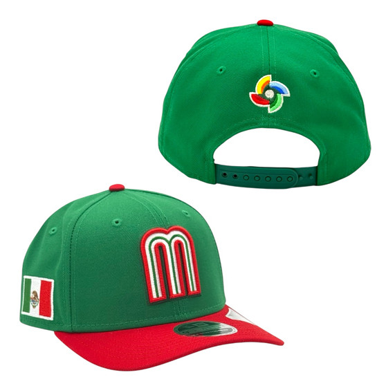 Mexico New Era Green/Red 2026 World Baseball Classic With Flag 9SEVENTY Stretch Fit Snapback Hat
