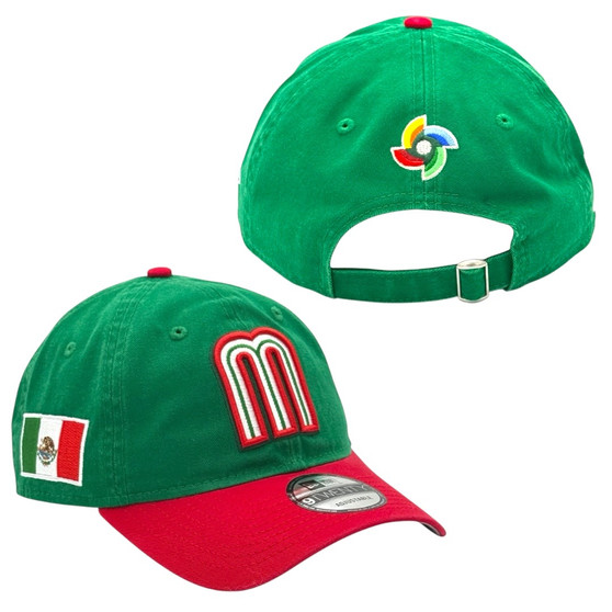 Mexico New Era Green/Red 2026 World Baseball Classic With Flag 9TWENTY Adjustable Hat