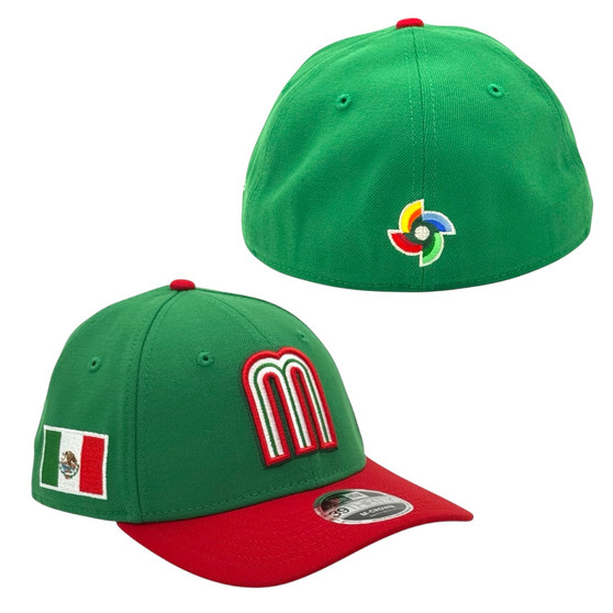 Mexico New Era Green/Red 2026 World Baseball Classic With Flag 39THIRTY M-Crown Stretch Fit Hat