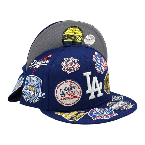 Los Angeles Dodgers New Era Royal Blue All Over Patches 59FIFTY Fitted Hat