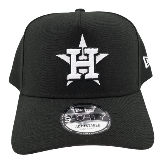 Houston Astros New Era Black And White With Gray Bottom 9FORTY A-Frame Adjustable Snapback Hat