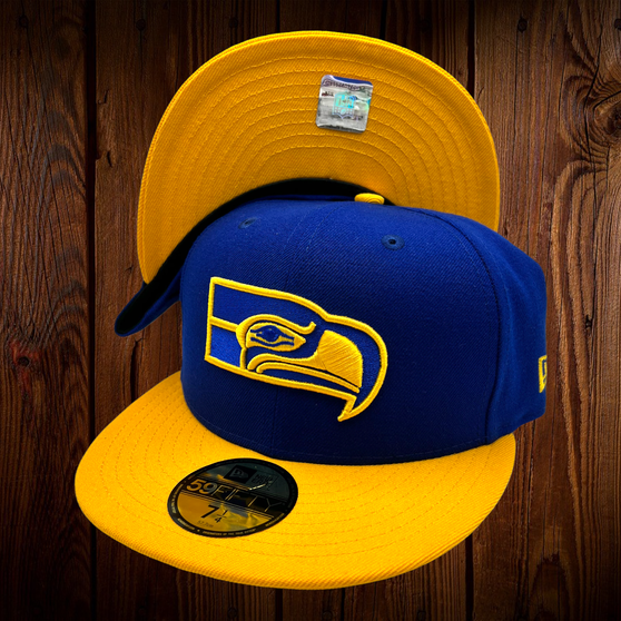 Seattle Seahawks New Era Royal Blue/Gold Bill Retro Logo 59FIFTY Fitted Hat