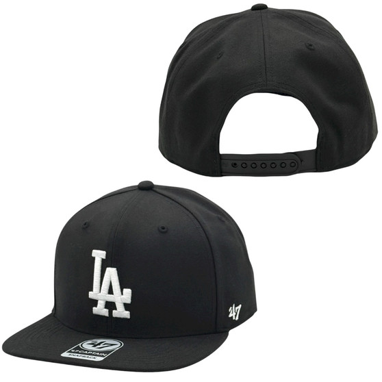 Los Angeles Dodgers 47 Brand All Black With White Logo 47 Captain Adjustable  Snapback Hat