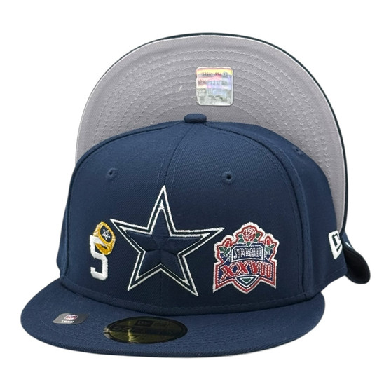 Dallas Cowboys New Era Navy With Super Bowl Patches All Over 59FIFTY Fitted Hat