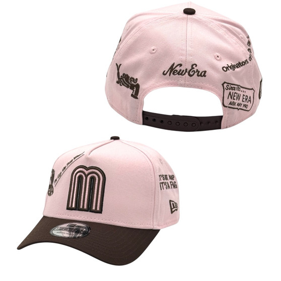 Mexico New Era Pink/Brown New Era Branded Logos All Over 9FORTY A-Frame Adjustable Snapback Hat