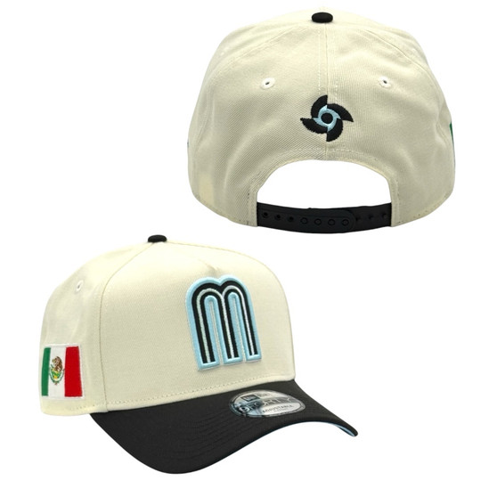 Mexico New Era Chrome White/Black With Flag 9FORTY A-Frame Snapback Hat