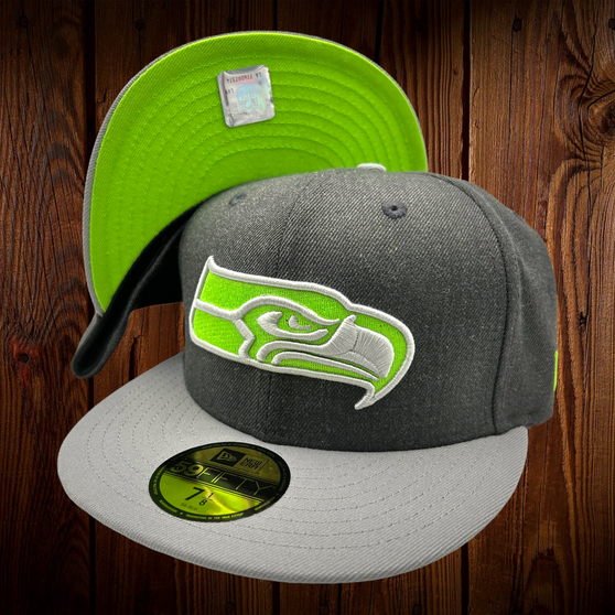 Seattle Seahawks New Era Heather Dark Gray/Light Gray And Lime Green Seahawk 59FIFTY Fitted Hat