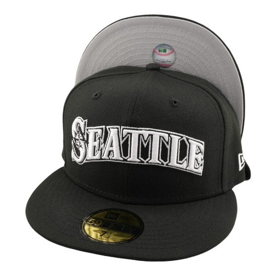 Seattle Mariners New Era "Seattle" All Black Gray Bottom 59FIFTY Fitted Hat