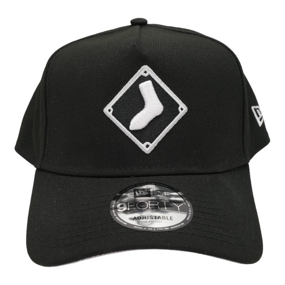 Chicago White Sox New Era Black And White A-Frame All Black And Gray Bottom 9FORTY Adjustable Snapback Hat