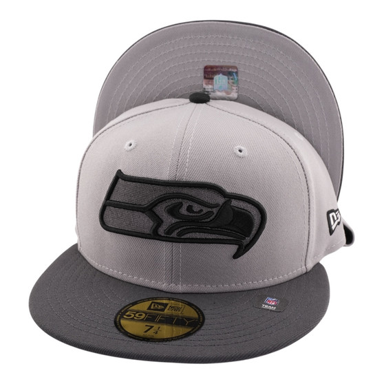 Seattle Seahawks New Era All Gray With Dark Charcoal Gray Bill And Black Seahawk 59FIFTY Fitted Hat