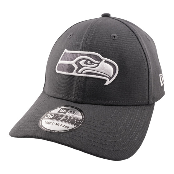Seattle Seahawks New Era All Dark Graphite With White Logo 39THIRTY Stretch Fit Hat