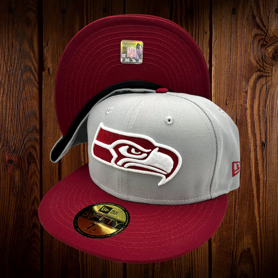 Seattle Seahawks New Era Light Gray/Maroon Basic Logo 59FIFTY Fitted Hat