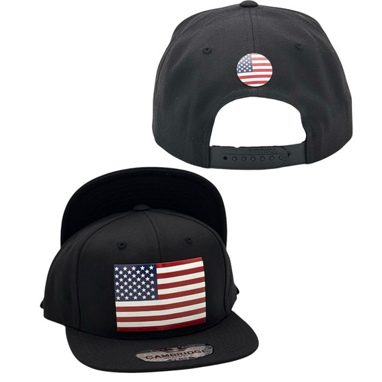 USA Hatstop All Black With Country Flag Adjustable Snapback Hat