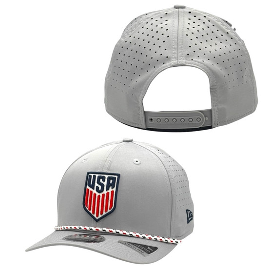 USA Men’s Soccer New Era Light Gray With Rope 9SEVENTY Stretch Fit Trucker Mesh Snapback Hat