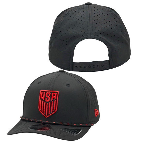 USA Men’s National Soccer New Era Black With Rope 9SEVENTY Stretch Fit Trucker Mesh Snapback Hat