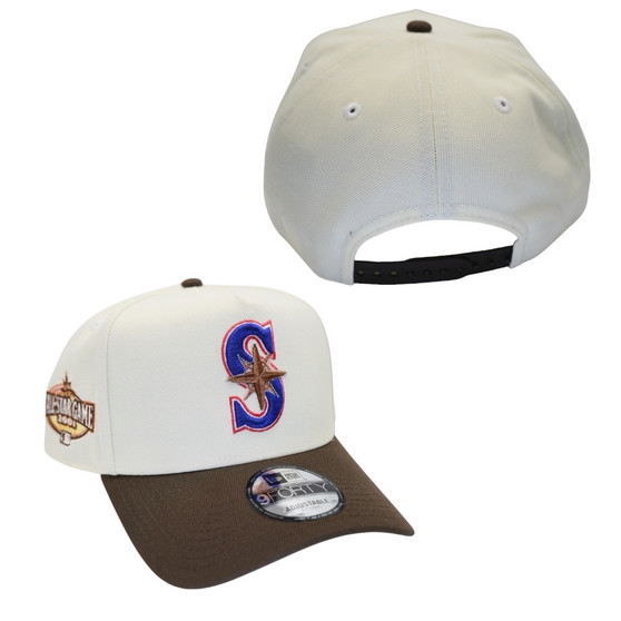 Seattle Mariners New Era Chrome White/Brown And Stone Bottom With 2001 All Star Game Patch 9FORTY A-Frame Snapback Hat
