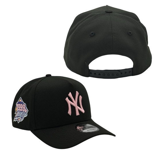 New York Yankees New Era Black And Light Pink Bottom With 1999 World Series Patch 9FORTY A-Frame Snapback Hat