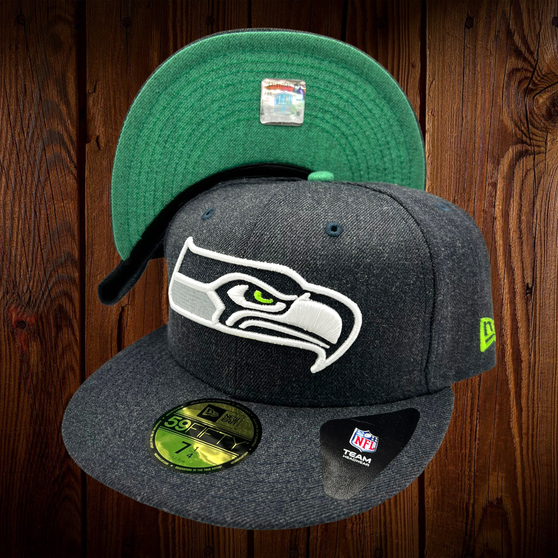 Seattle Seahawks New Era Navy Heather With Basic Logo 59FIFTY Fitted Hat