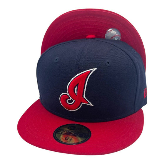 Cleveland Indians New Era All Navy With Red Bill Letter "I" Logo 59FIFTY Fitted Hat