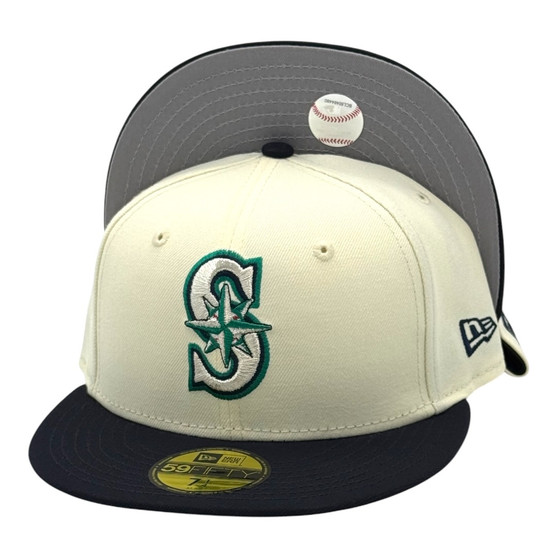 Seattle Mariners New Era Chrome White/Navy With Basic Logo 59FIFTY Fitted Hat